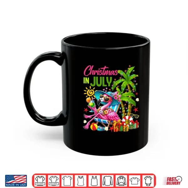 Mug Christmas in July Flamingo Drinking Cocktail Summer Women Shirt