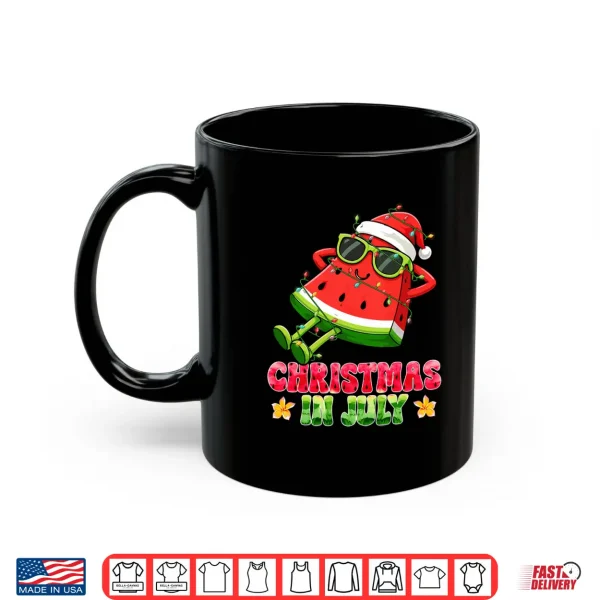 Mug Christmas in July Funny Watermelon Santa Hat Summer Vacation Shirt