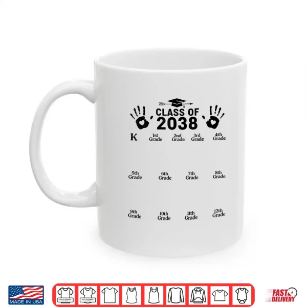 Mug Class Of 2038 Grow With Me Handprint Kindergarten To 12th Shirt