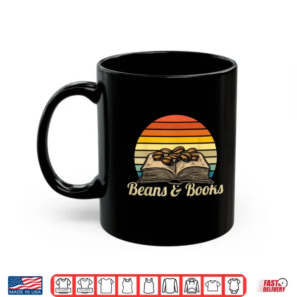 Mug Coffee Beans Books Retro Bookworm Librarian Shirt
