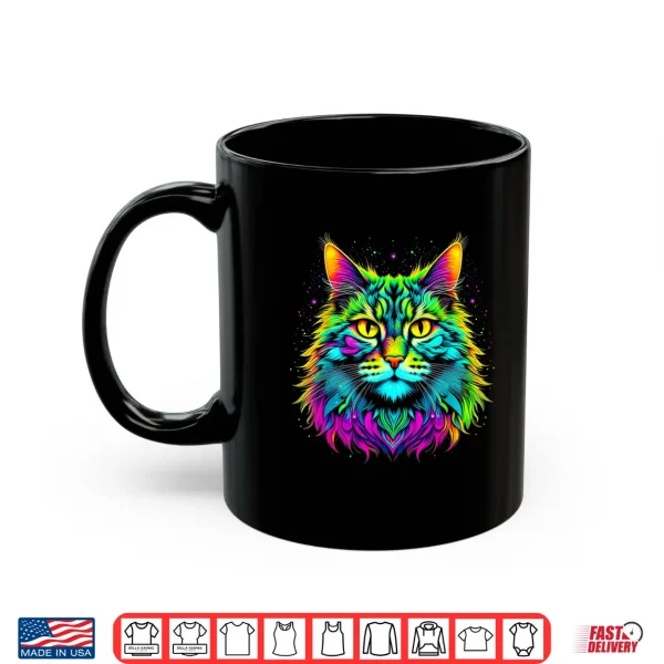 Mug Colorful Bright Maine Coon Cat Vibrant Psychedelic Cat Art Men Women Kids Shirt