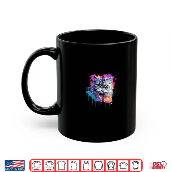 Mug Colorful Persian Cat Face Splash Art Shirt