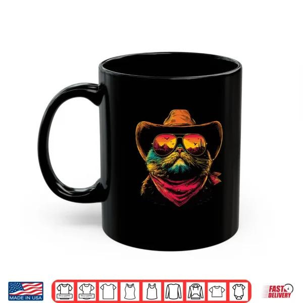 Mug Colorful Persian Cat with Sunglasses Cowboy Sunset Western Shirt