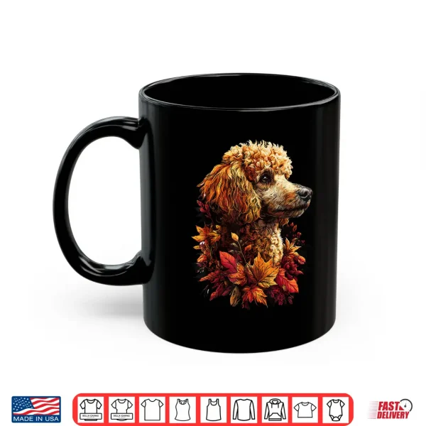 Mug Colorful Poodle with Fall Leaves Autumn Aesthetic Dog Shirt