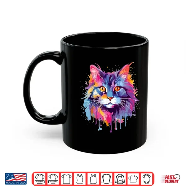 Mug Colorful Splash Art Maine Coon Cat Face Shirt