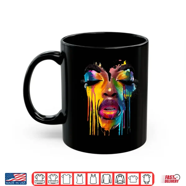 Mug Cool African Woman Afro Color Painted Face Juneteenth Shirt