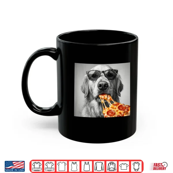 Mug Cool Golden Retriever Eating Pizza Sunglasses Dog Shirt