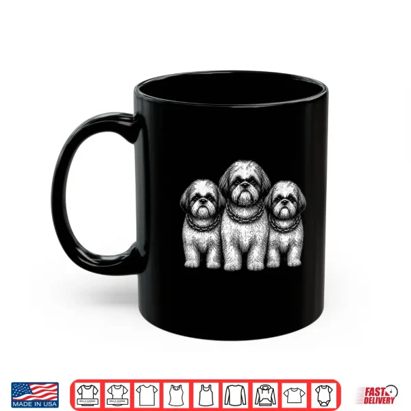 Mug Cool Three Shih Tzu Dog Illustration Shirt