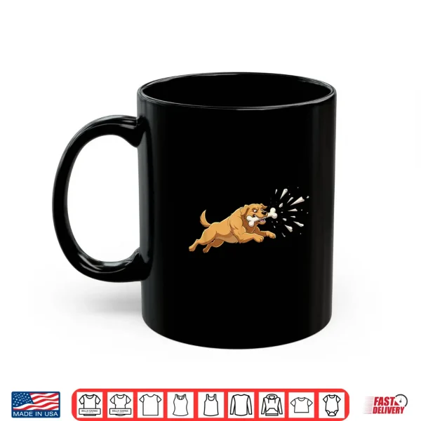 Mug Crazy Running Dog Chasing Bone Cartoon Animal Shirt