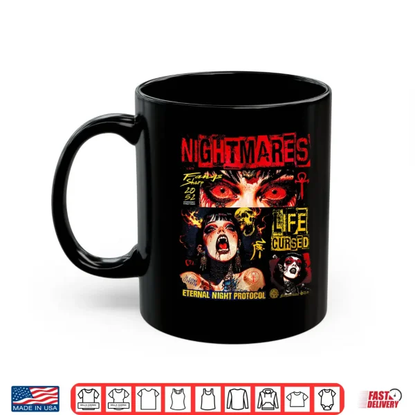 Mug Creepy Manga Horror Gothic Anime Japanese Goth Y2K Vampire Shirt