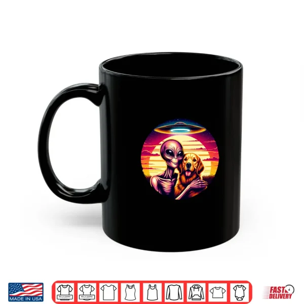 Mug Cute Alien Golden Retriever Friendship Funny Vintage UFO Shirt