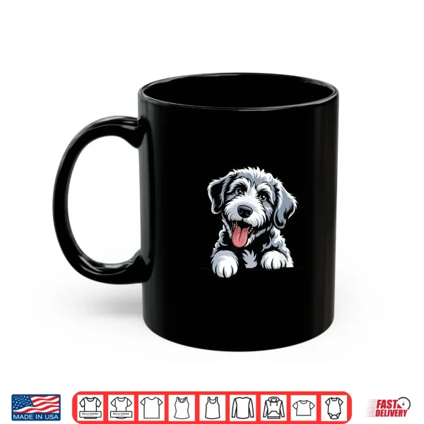 Mug Cute Black White Artistic Drawing Cartoon Cross Sheepadoodle Shirt