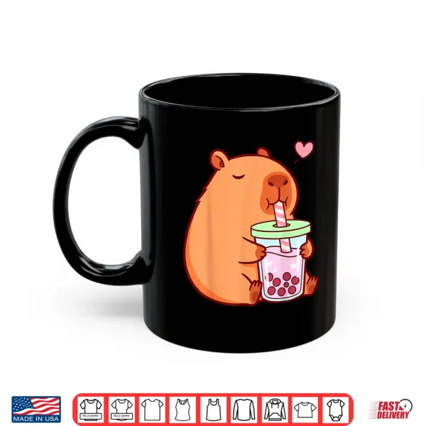 Mug Cute Capybara Kawaii Anime Girls Drinking Boba Tea Lover Shirt