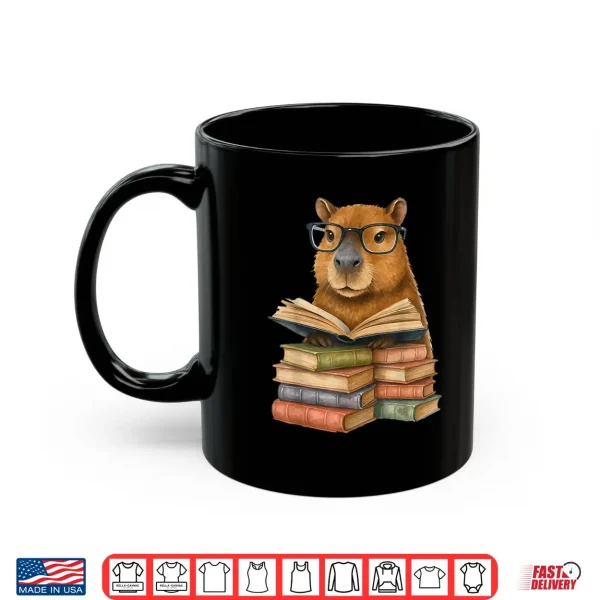 Mug Cute Capybara Reading Books Funny Animal Capybara Bookworms Shirt