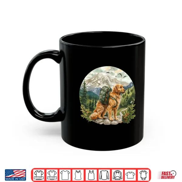 Mug Cute Golden Retriever Dog Backpacking Mountain Forest Hiking Shirt