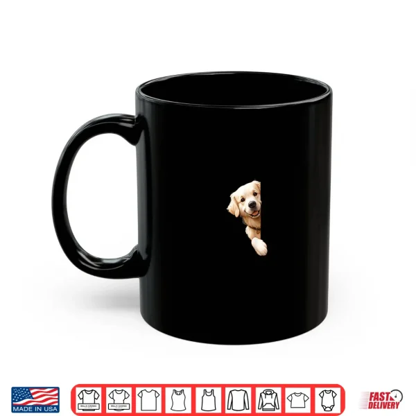 Mug Cute Golden Retriever Puppy Peeking Around Corner Dog Lover Shirt