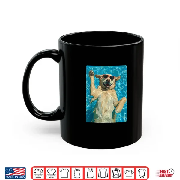 Mug Cute Golden Retriever in Sunglasses Cool Dog Swimming Summer Shirt