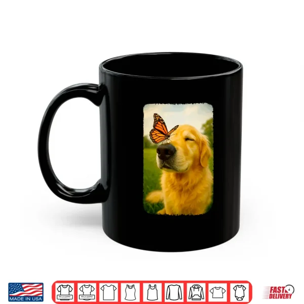 Mug Cute Golden Retriever with Butterfly on Nose Dog Lover Shirt