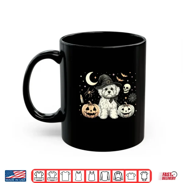 Mug Cute Halloween Maltipoo Witch Pumpkins Bats Spooky Holiday Shirt