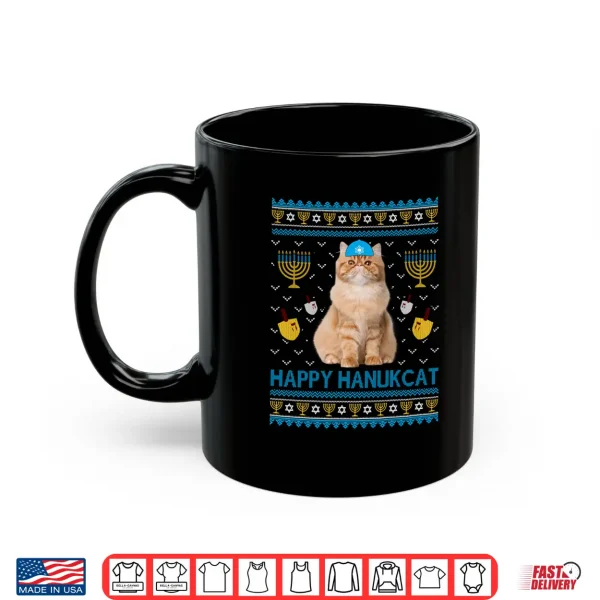 Mug Cute Happy Hanukcat Jewish persian Cat Ugly Hanukkah Sweater Shirt