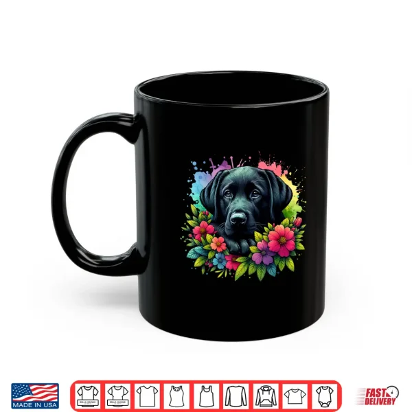Mug Cute Labrador Retriever Lover Black Lab in Colorful flowers Shirt
