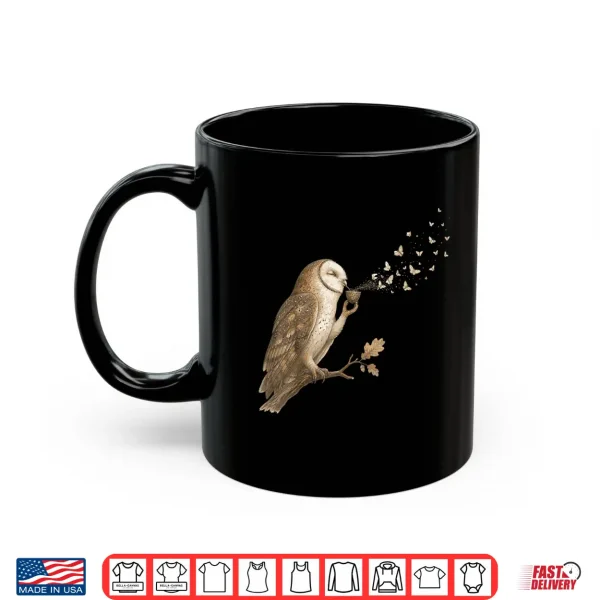 Mug Cute Owl Blowing Butterflies Nature Art Vintage Kids Women Shirt