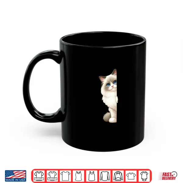 Mug Cute Peeking Cat Adorable Ragdoll Cat Peeking Around Corner Shirt