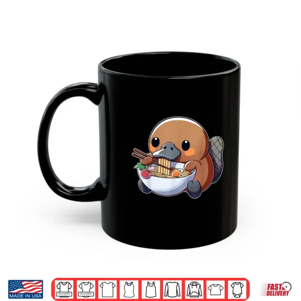 Mug Cute Platypus Ramen Anime Kawaii Japanese Eating Noodle Kids Shirt