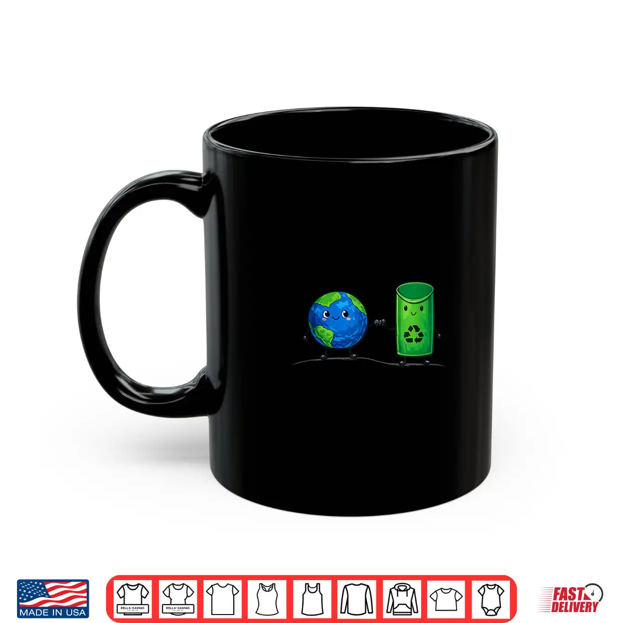 Cute Recycling Bin & Globe Cartoon Design For Earth Day Shirt Cute Recycling Bin & Globe Cartoon Design For Earth Day Shirt