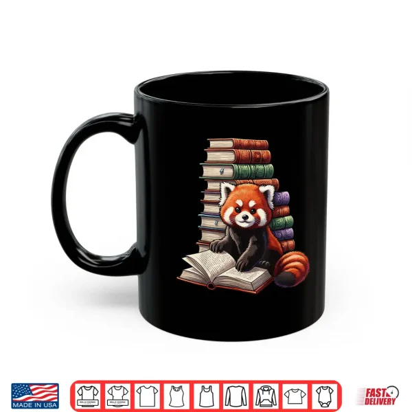 Mug Cute Red Panda Reading Book Animal Bookworm Shirt