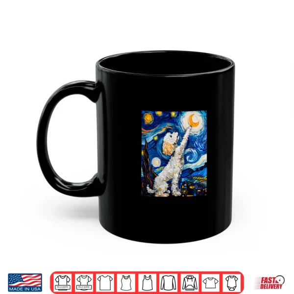 Mug Cute Van Gogh Poodle Dog Starry Night Funny Women Men Shirt