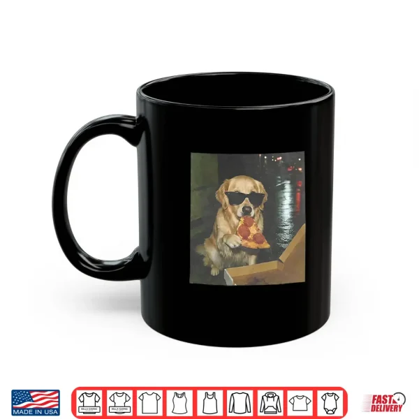 Mug Dog eating pizza funny golden retriever meme Shirt