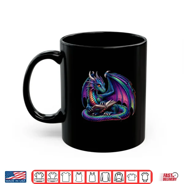 Mug Dragon Reading Book Books Bookworm Bibliophile Shirt