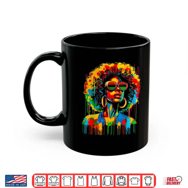 Mug Dripping Black Womens Queen Afro African Melanin Juneteenth Shirt
