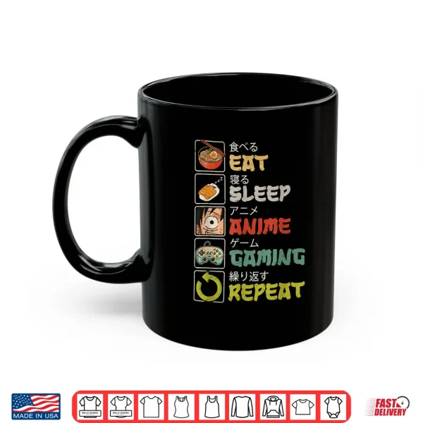 Mug Eat Sleep Anime Gaming Repeat Gamer Men Teen Boy Gifts Anime Shirt