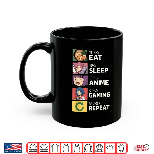 Mug Eat Sleep Anime Gaming Repeat Shirt
