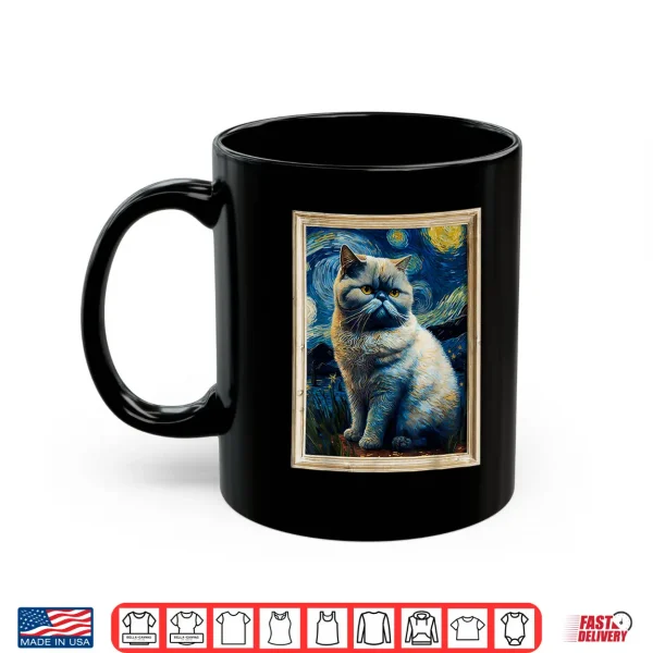 Mug Exotic Shorthair Cat Van Goghs Starry Night Cat Lover Cat M Shirt