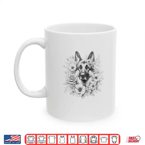 Mug Floral German Shepherd Dog Mom Flower Design Shirt