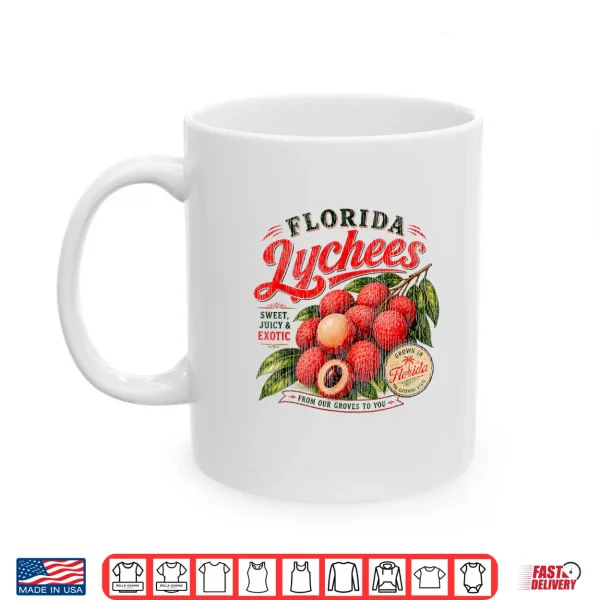 Mug Florida Lychees Distressed Retro Exotic Fruit Design Shirt