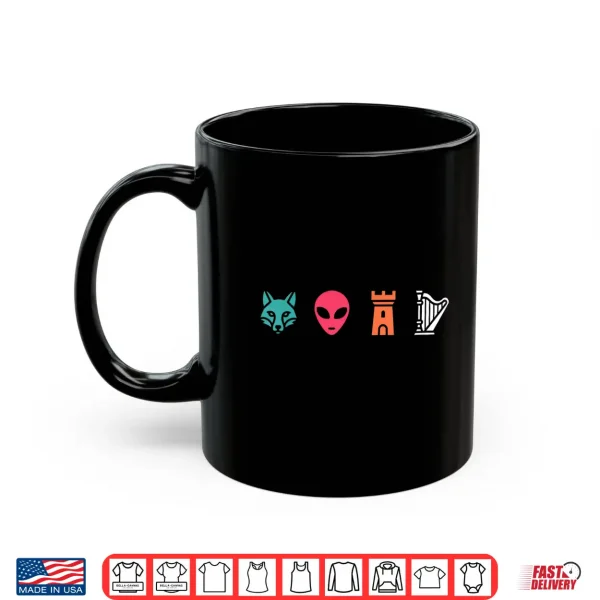 Mug Fox Alien Castle Harp Retro Shirt