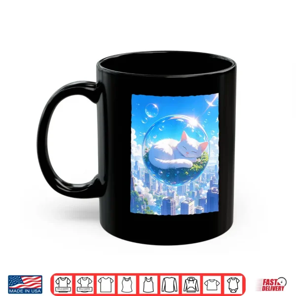 Mug Frutiger Aero Kawaii Sleeping Cat in Bubble Aesthetic Shirt