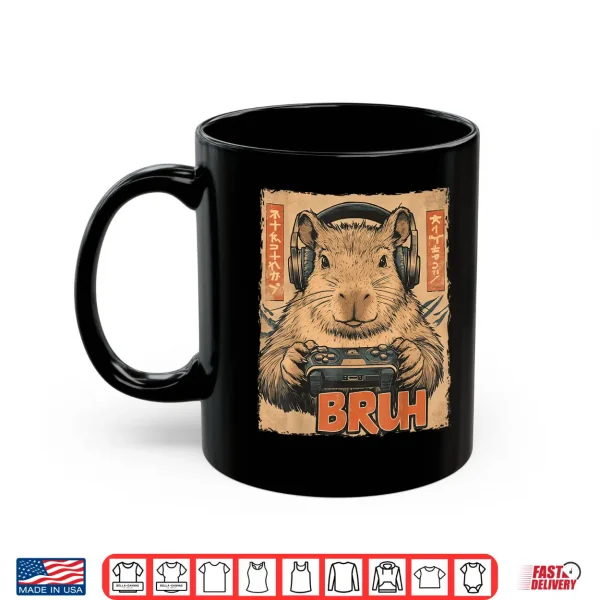 Mug Funny Capybara Bruh Video Games Japanese Anime Manga Kawaii Shirt