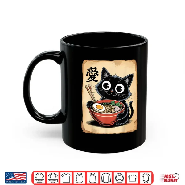 Mug Funny Cat Ramen Japanese Kawaii Anime Cat Men Women Shirt