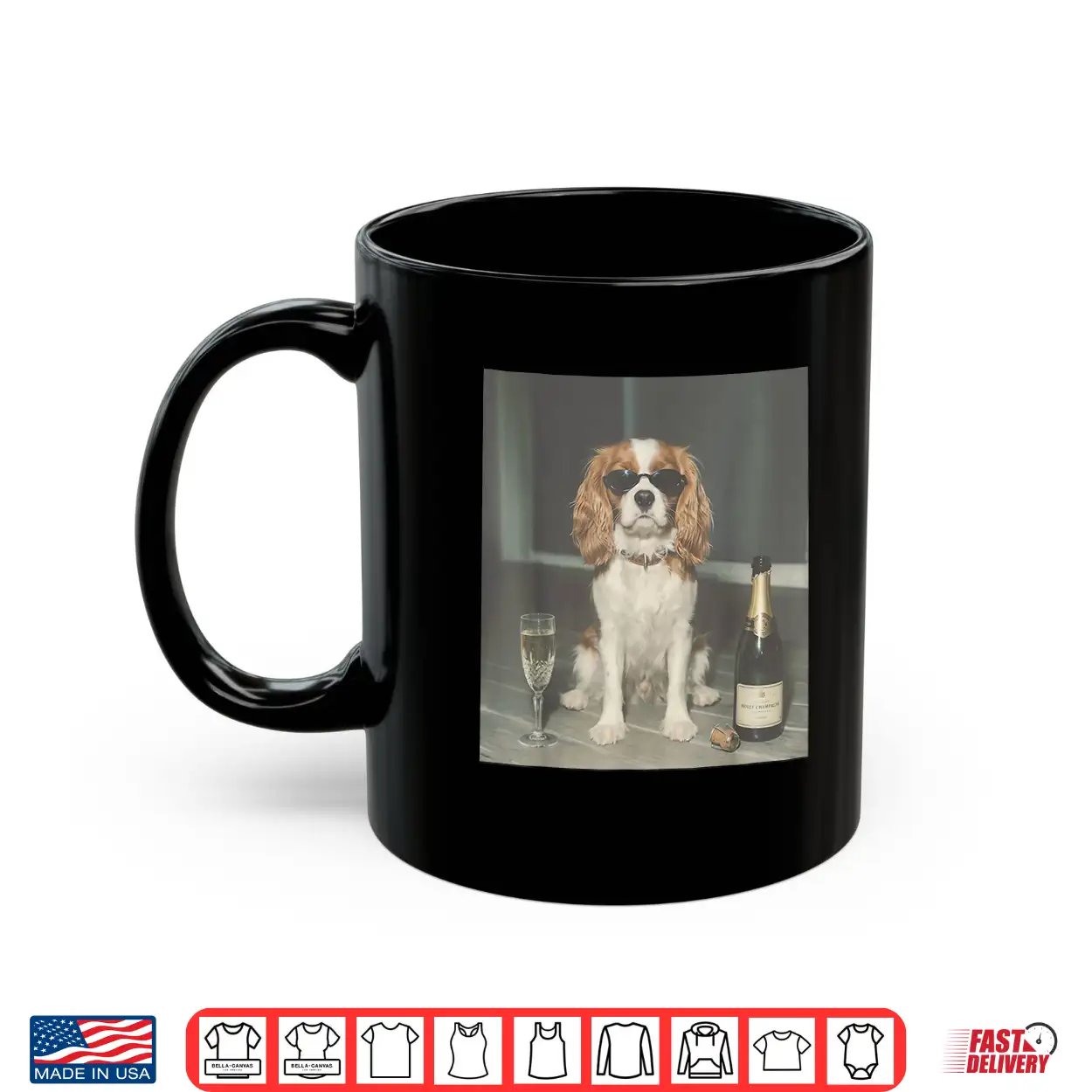 Funny Cavalier King Charles Drinking Champagne Meme Graphic Shirt Funny Cavalier King Charles Drinking Champagne Meme Graphic Shirt