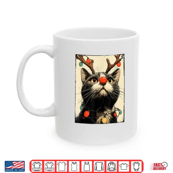 Mug Funny Christmas British Shorthair Cat Holiday Lights Festive Shirt
