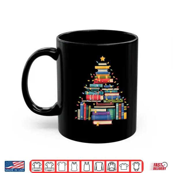 Mug Funny Christmas Tree Made of Books Librarian Reader Holiday Shirt
