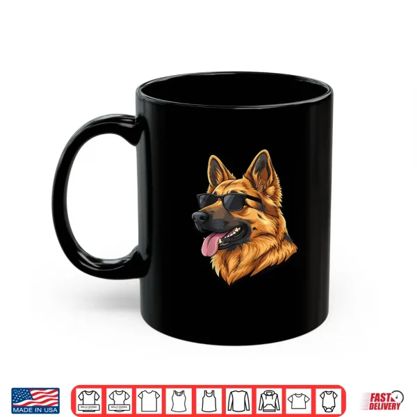 Mug Funny German Shepherd Illustration Vintage Dogs Pets Animals Shirt