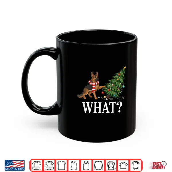 Mug Funny German Shepherd Pushing Christmas Tree Over Dog What Shirt