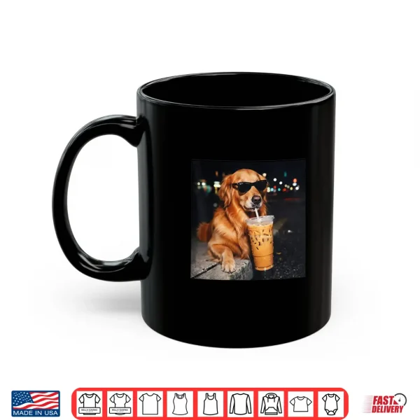 Mug Funny Golden Retriever Drinking Iced Coffee Lover Humor Premium Tri Blend Shirt
