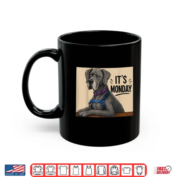 Mug Funny Grumpy Dog Monday Pixel Art Great Dane Shirt
